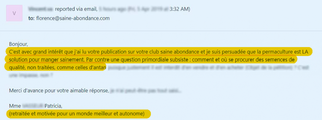 des graines pour votre jardin : email